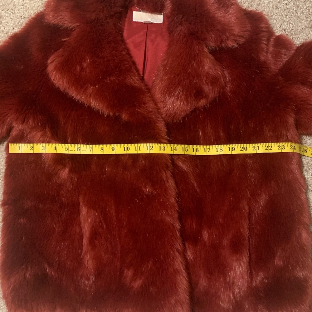 NWOT Michael Kors red faux fur coat - Picture 7 of 8